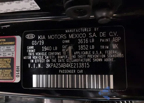 2019 Kia Rio 5-Door S from USA, damaged, VIN 3KPA25AB4KE213815